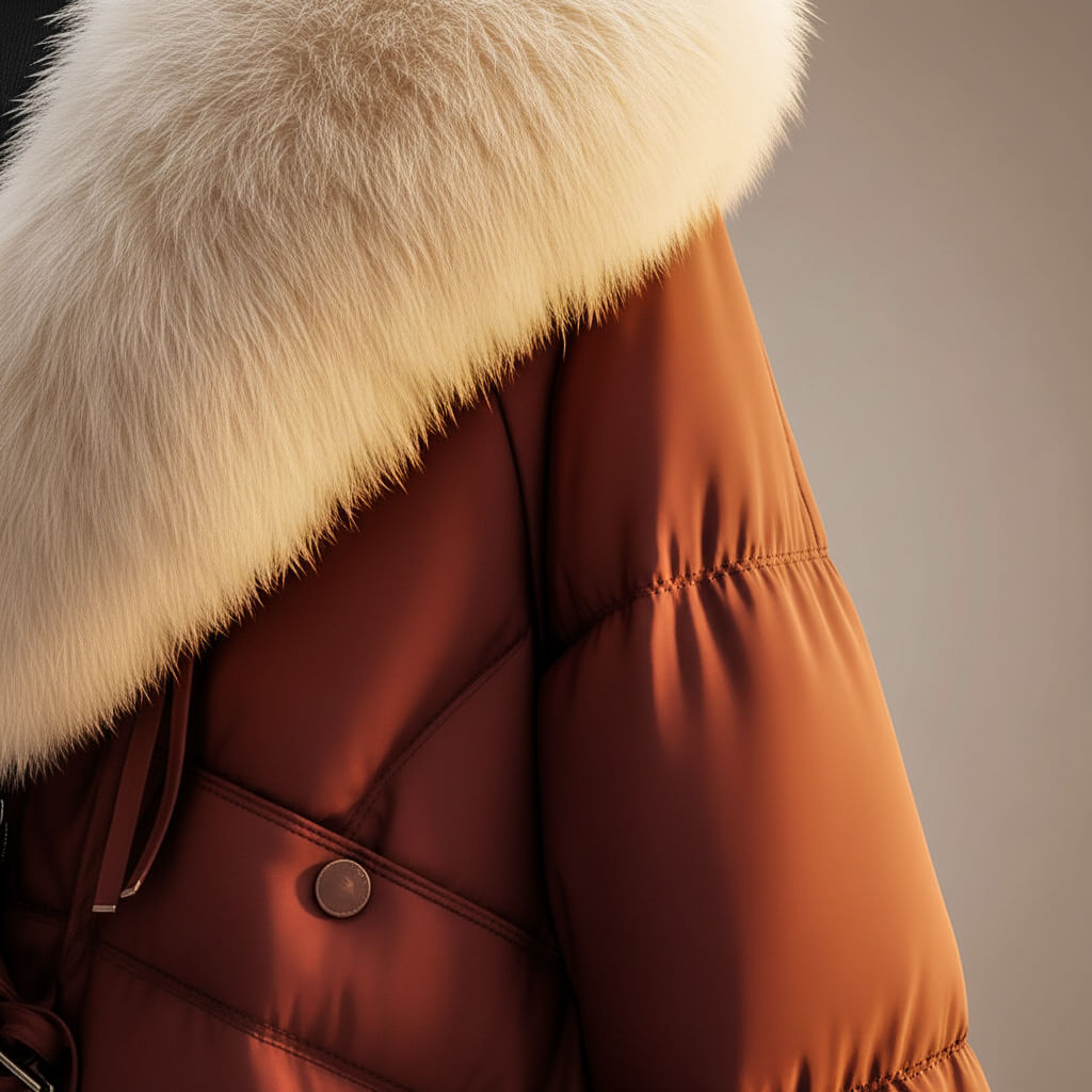 Women's Faux Fur Collar Cinched-Waist Puffer Jacket