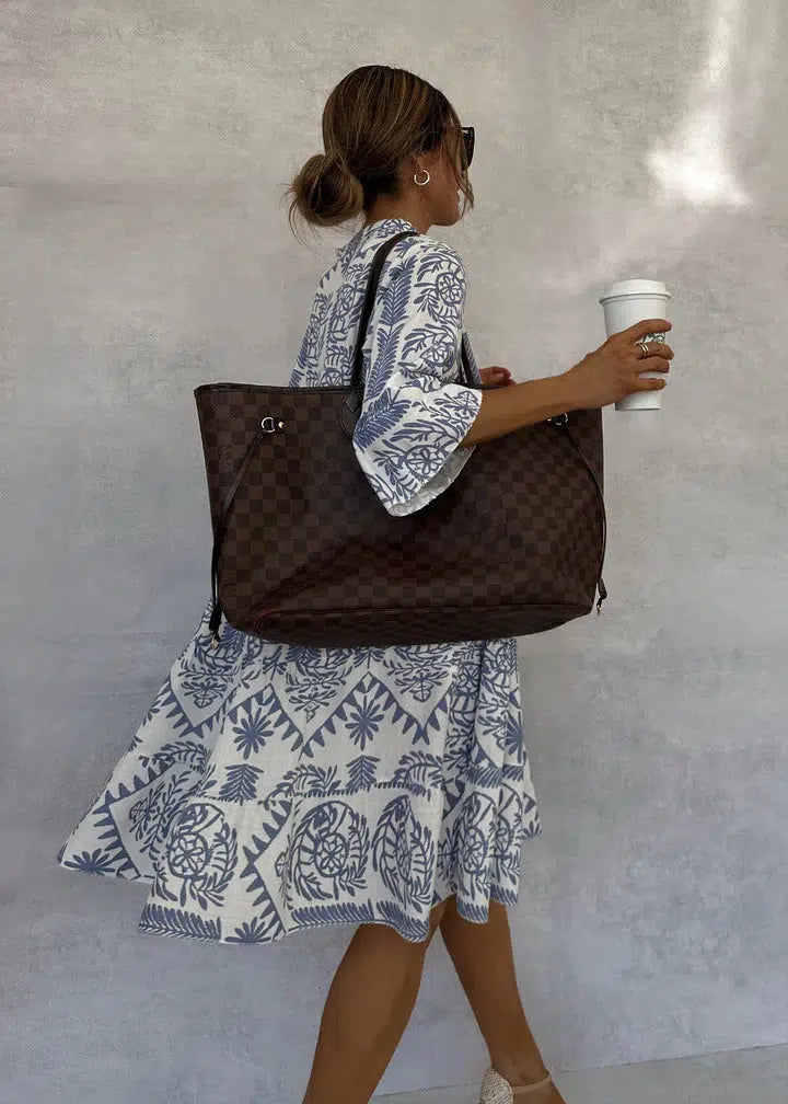 Elara | Boho Patterned Long Sleeve Mini Dress