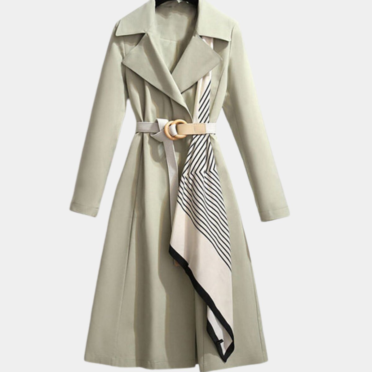 Antoinette | Women's Belted Trench Coat Midi Length with Notch Collar