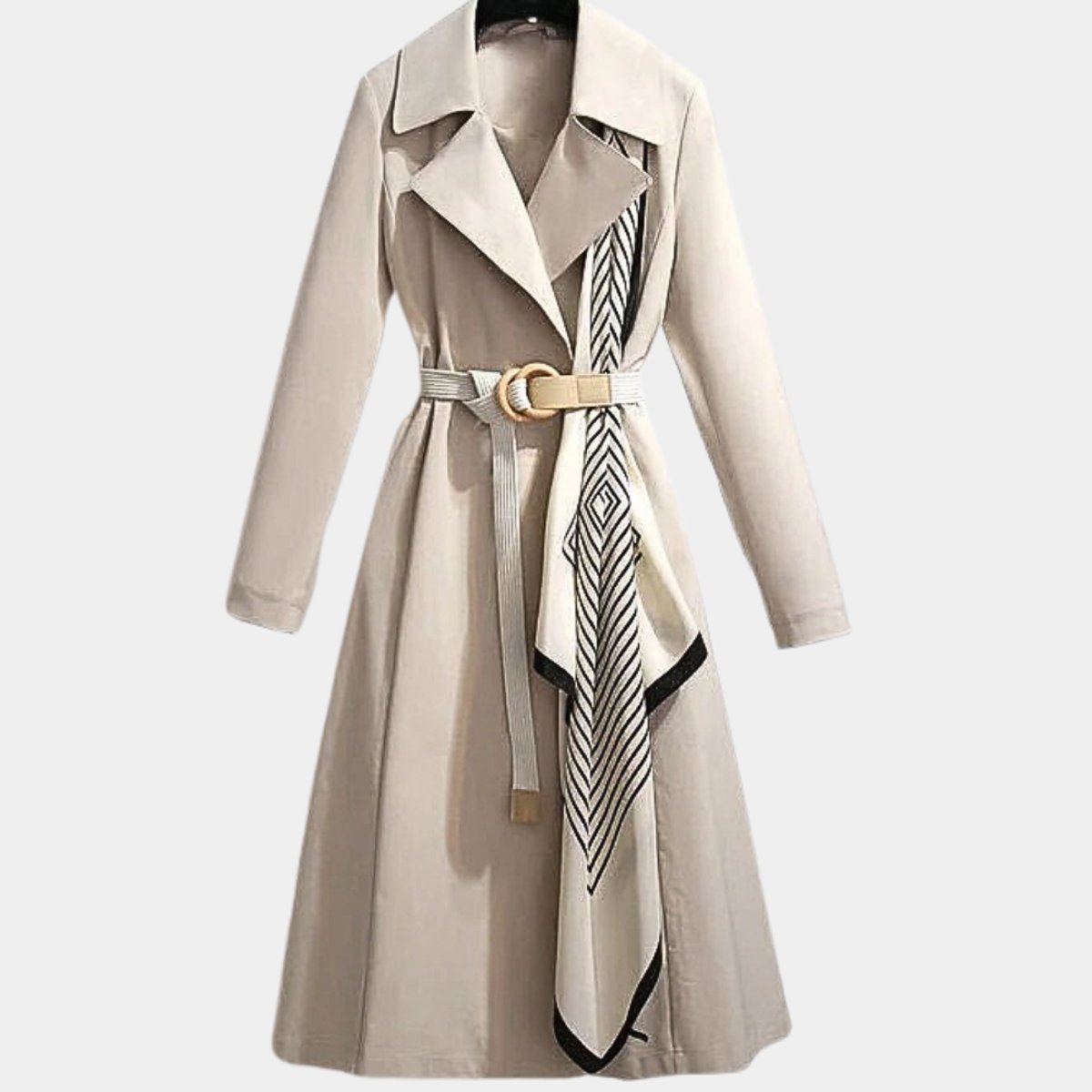 Antoinette | Women's Belted Trench Coat Midi Length with Notch Collar