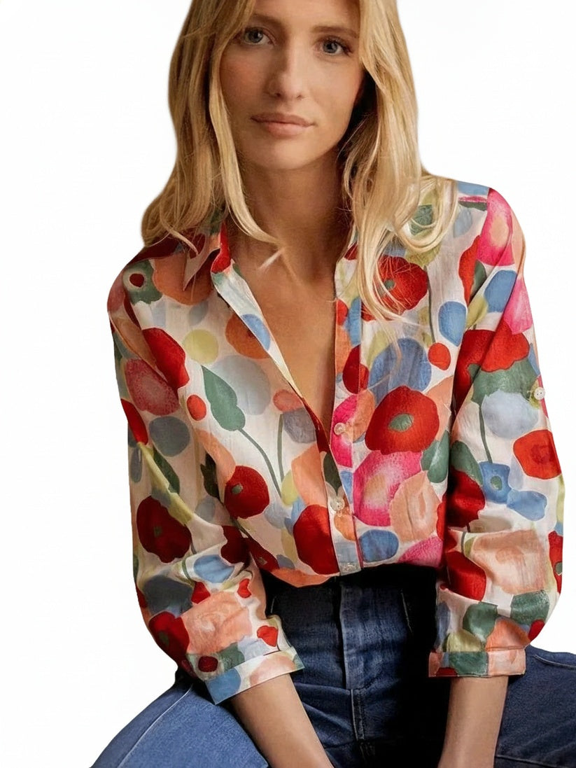 Violette | Floral Print Button Front Blouse