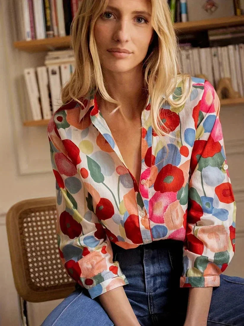 Violette | Floral Print Button Front Blouse