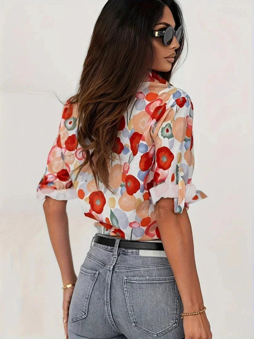 Violette | Floral Print Button Front Blouse