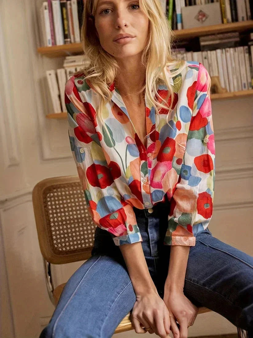 Violette | Floral Print Button Front Blouse