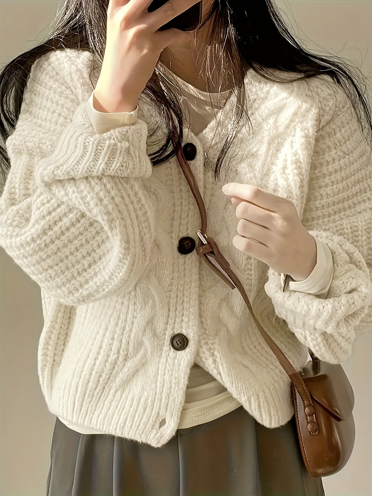 Fern | Women's Cable-Knit Button-Front Chunky Cardigan