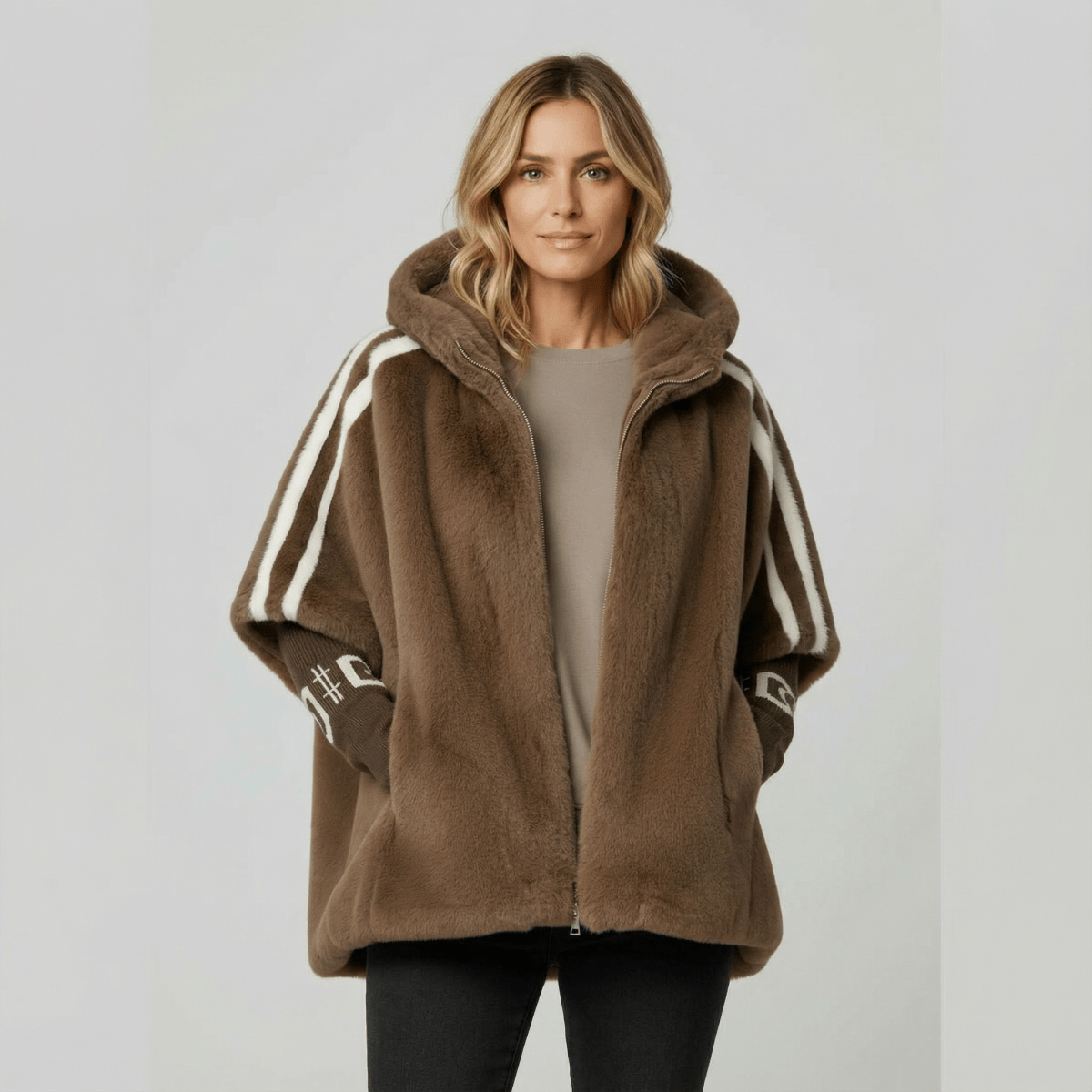 Roxanne | Women's Oversized Hooded Faux Fur Zip-Up Winter Jacket