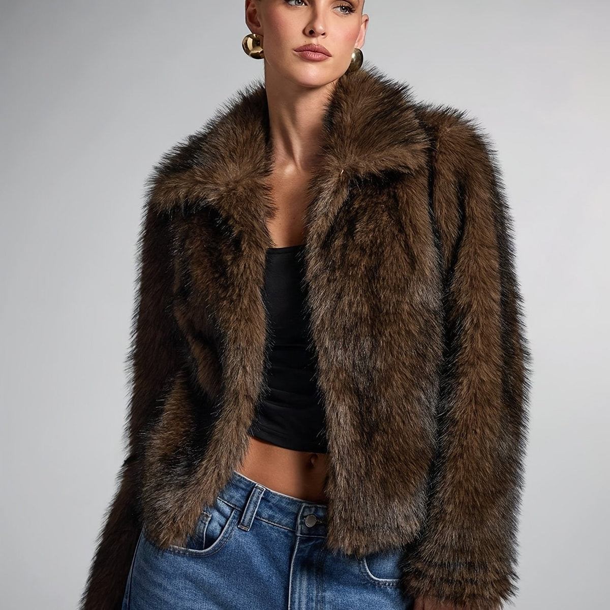 Elara | Women’s Cropped Faux Fur Coat