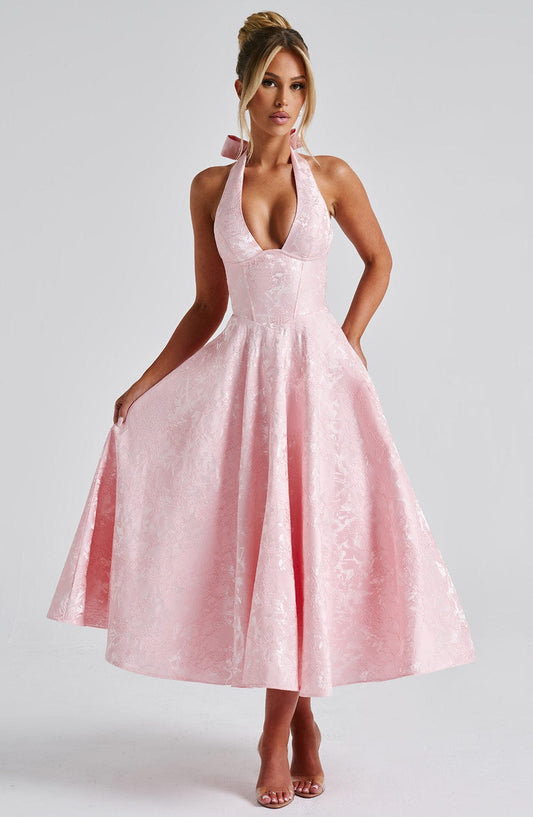 Kimberly | Elegant Halter Midi Dress for Weddings