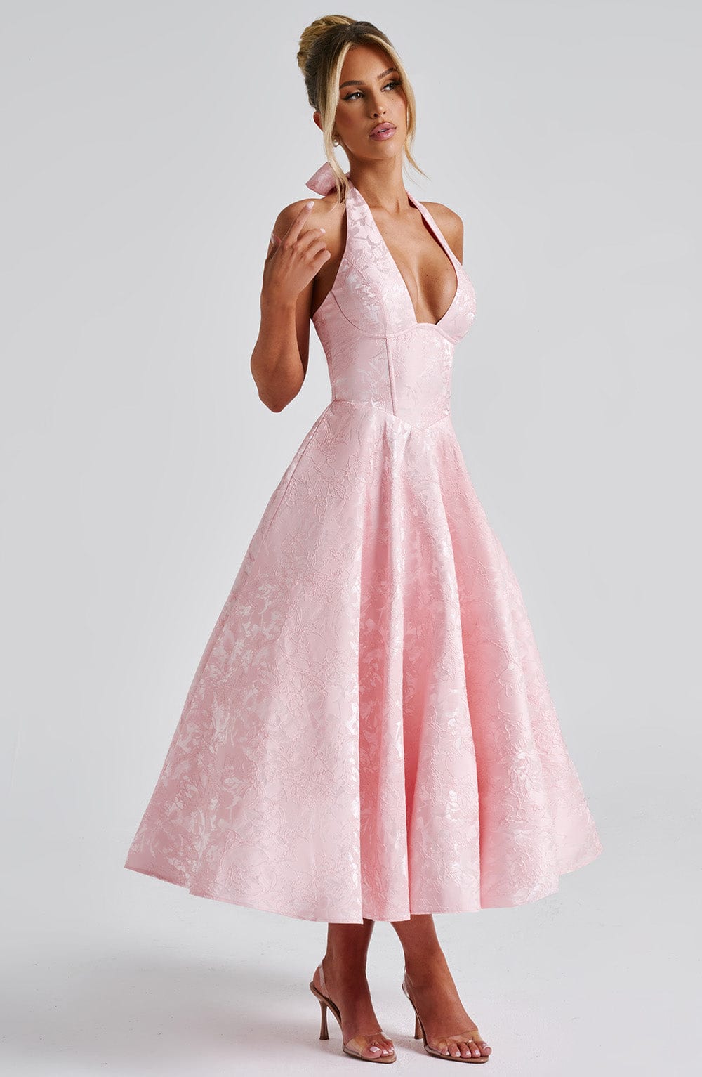 Kimberly | Elegant Halter Midi Dress for Weddings