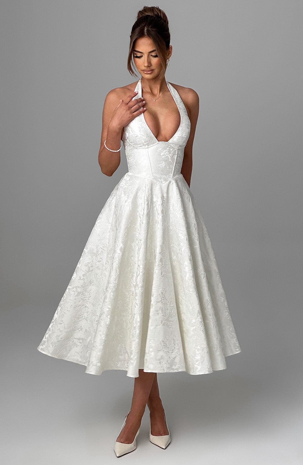Kimberly | Elegant Halter Midi Dress for Weddings