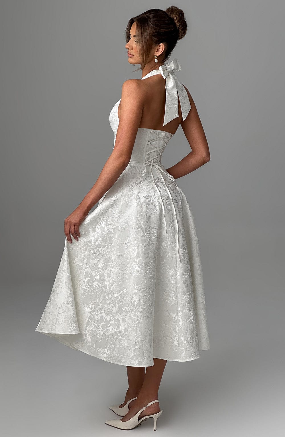 Kimberly | Elegant Halter Midi Dress for Weddings