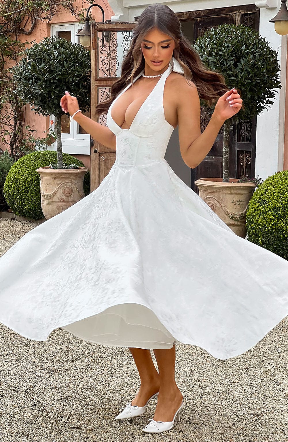 Kimberly | Elegant Halter Midi Dress for Weddings