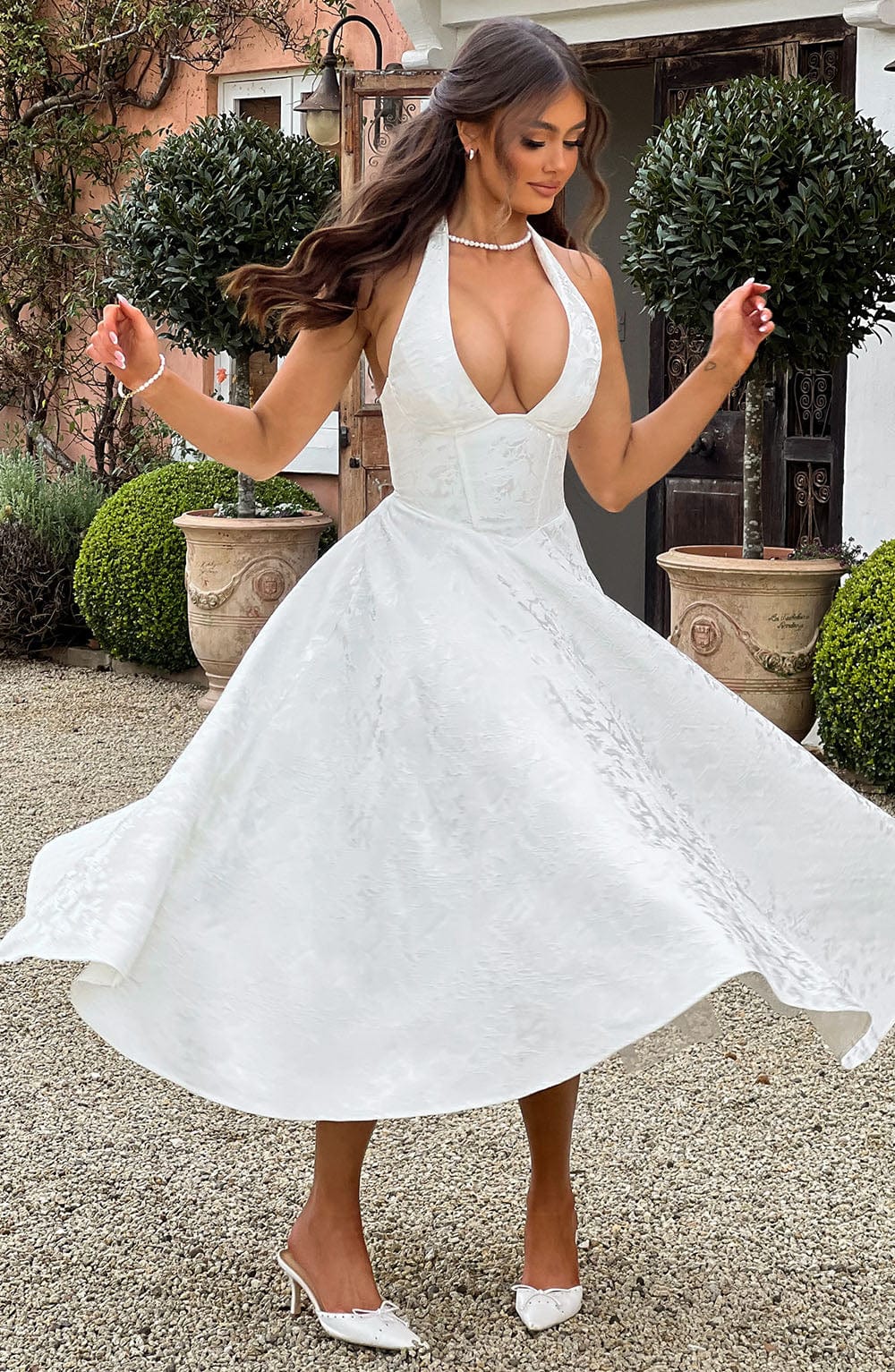 Kimberly | Elegant Halter Midi Dress for Weddings