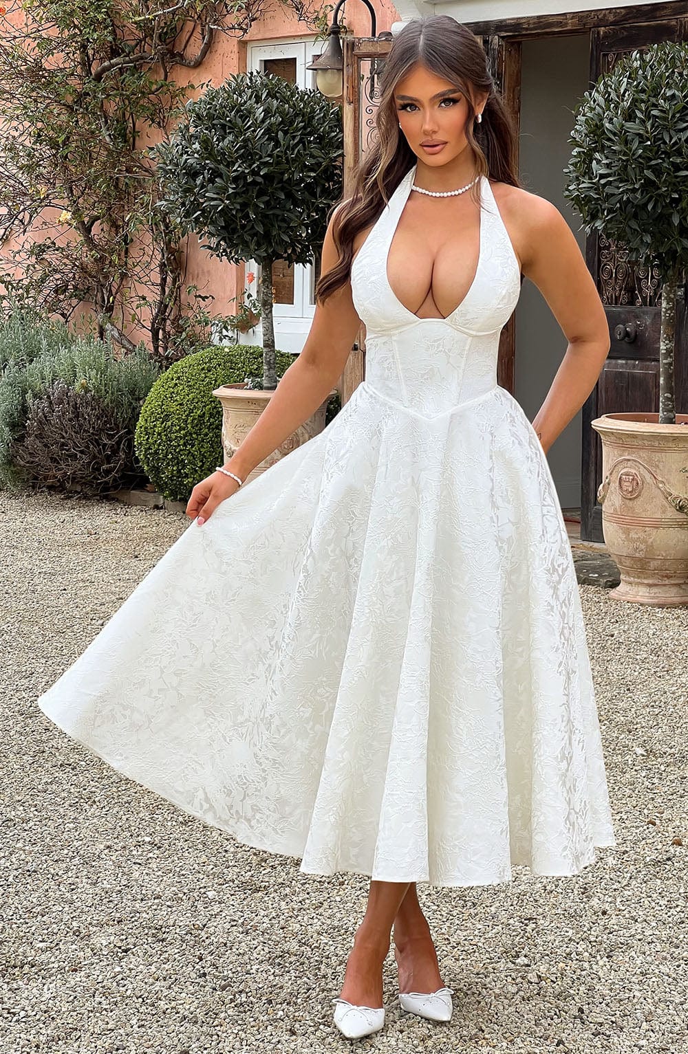Kimberly | Elegant Halter Midi Dress for Weddings