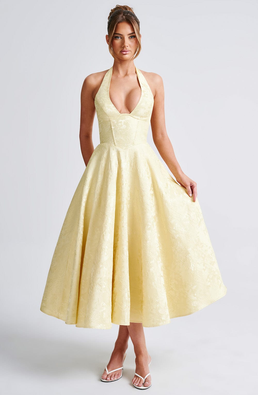 Kimberly | Elegant Halter Midi Dress for Weddings