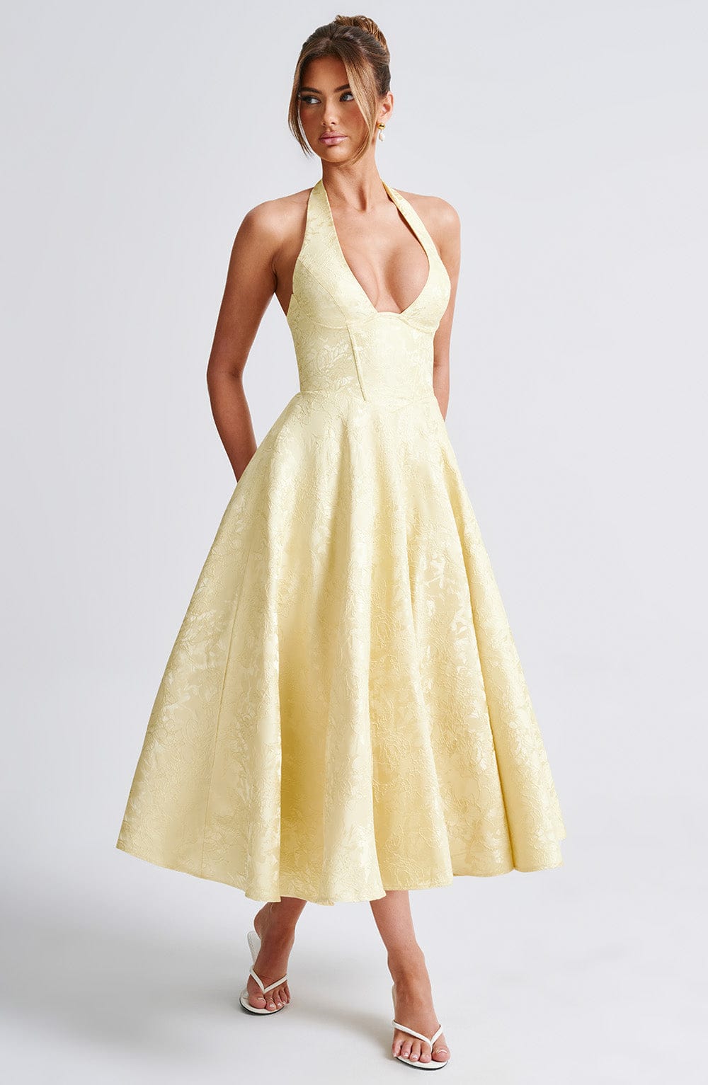 Kimberly | Elegant Halter Midi Dress for Weddings
