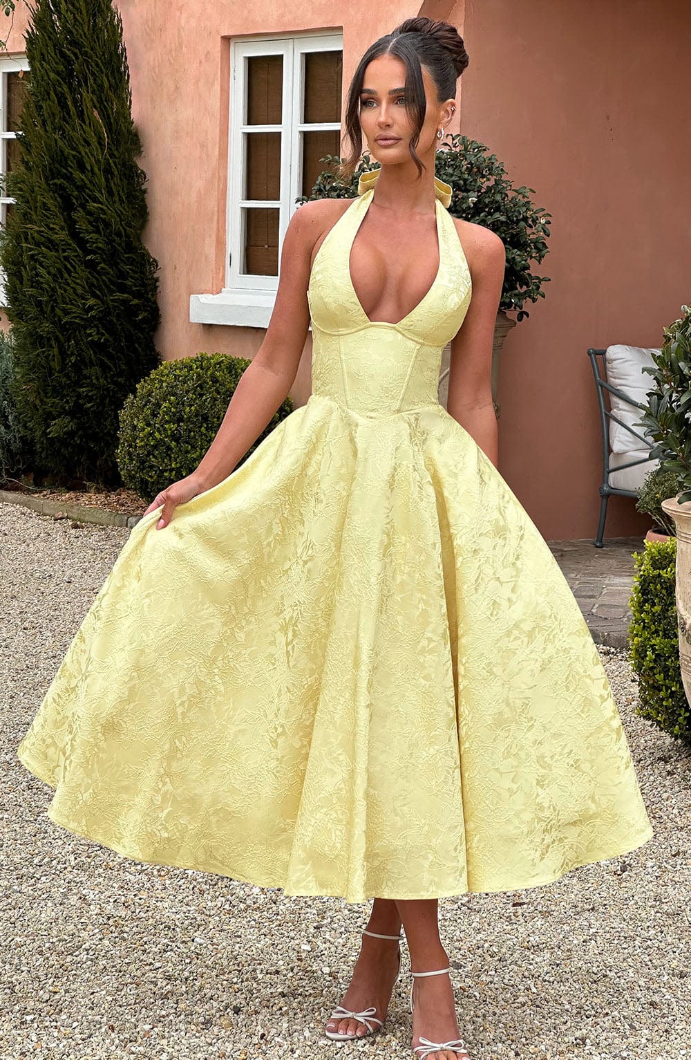 Kimberly | Elegant Halter Midi Dress for Weddings