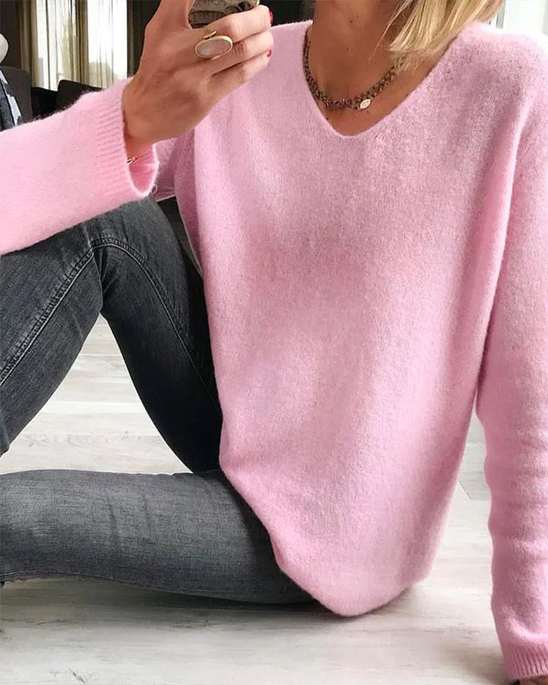 Rosalie | Elegant V Neck Long Sleeve Sweater for Women