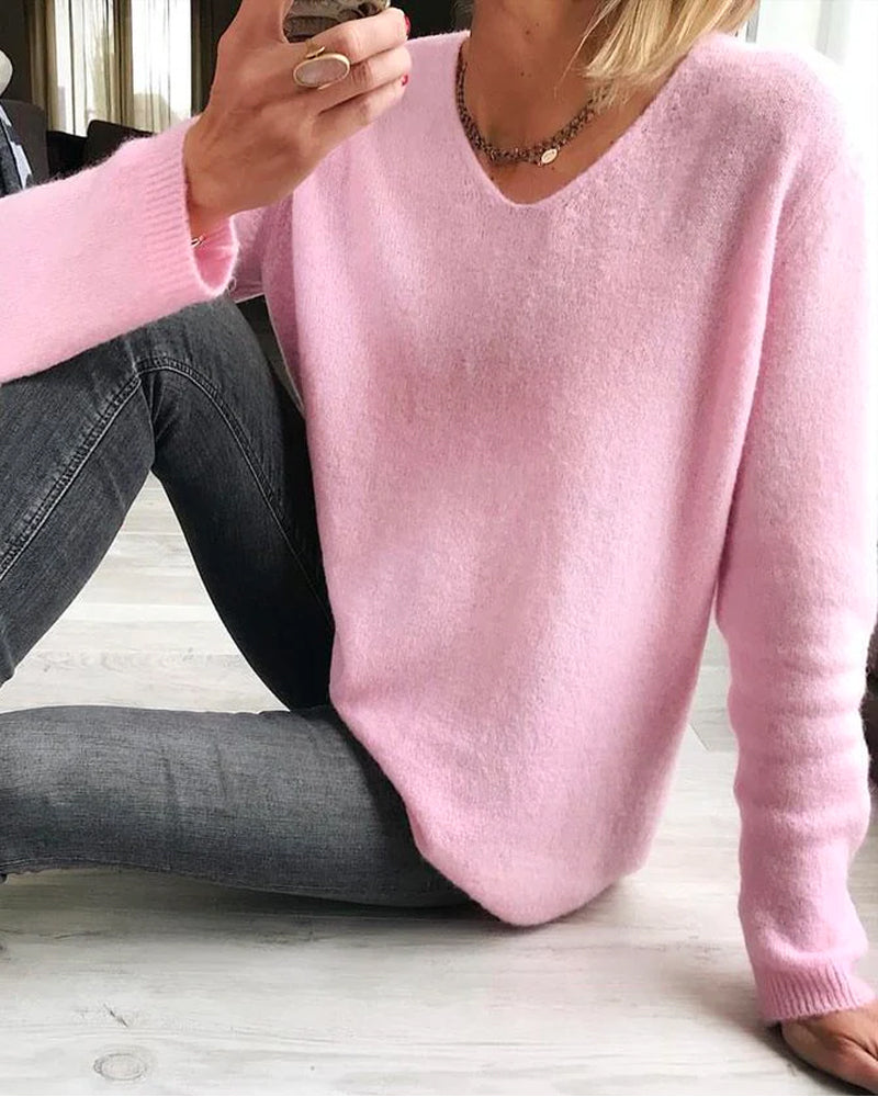 Rosalie | Elegant V Neck Long Sleeve Sweater for Women