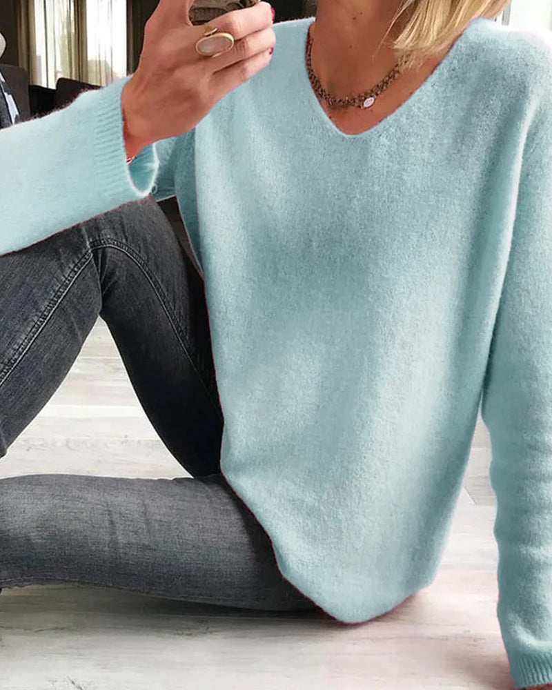 Rosalie | Elegant V Neck Long Sleeve Sweater for Women