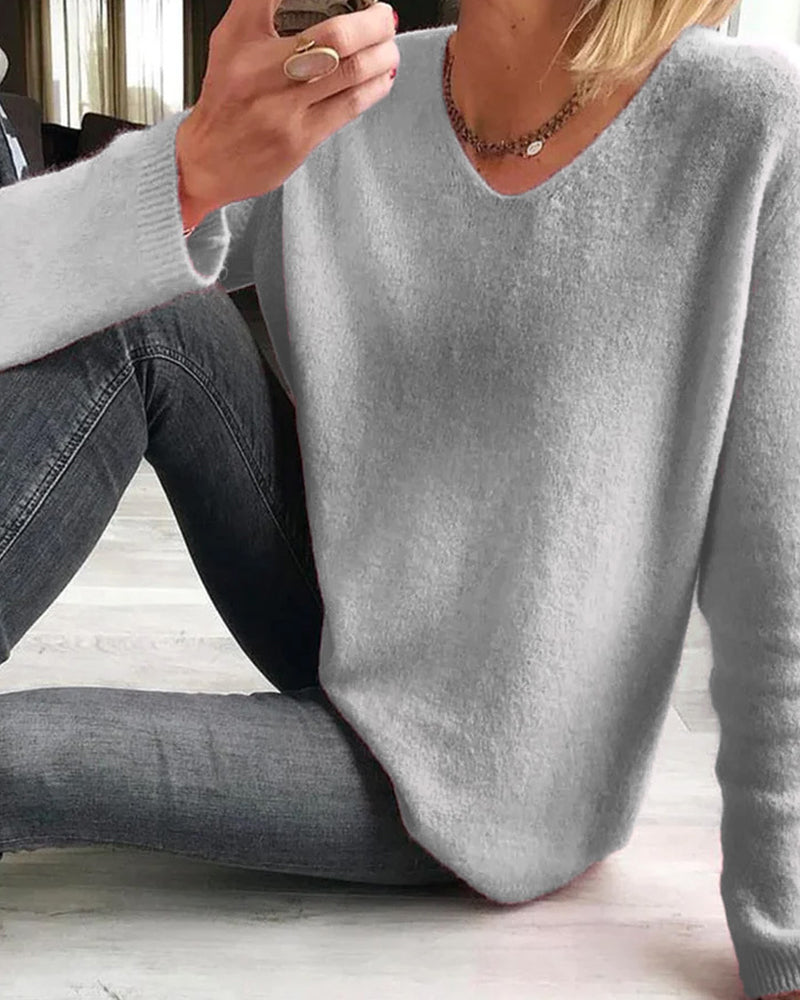 Rosalie | Elegant V Neck Long Sleeve Sweater for Women