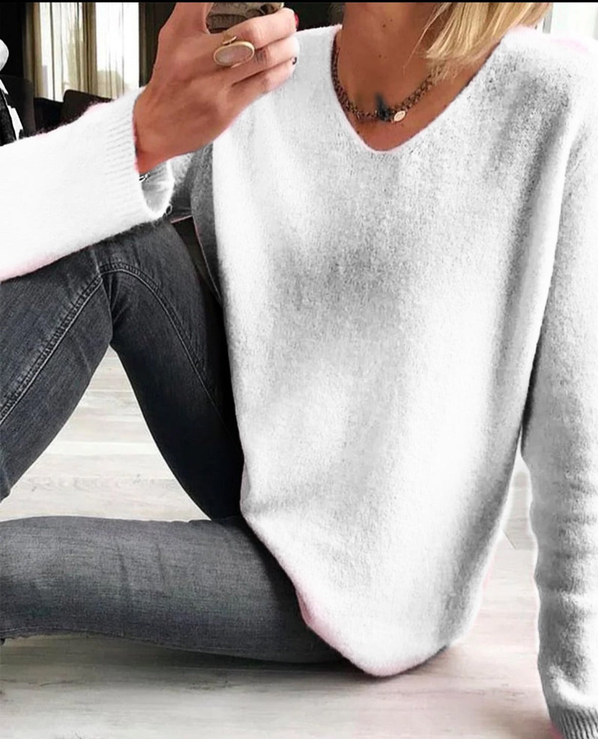 Rosalie | Elegant V Neck Long Sleeve Sweater for Women