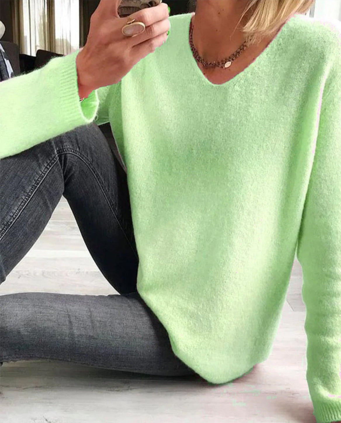 Rosalie | Elegant V Neck Long Sleeve Sweater for Women