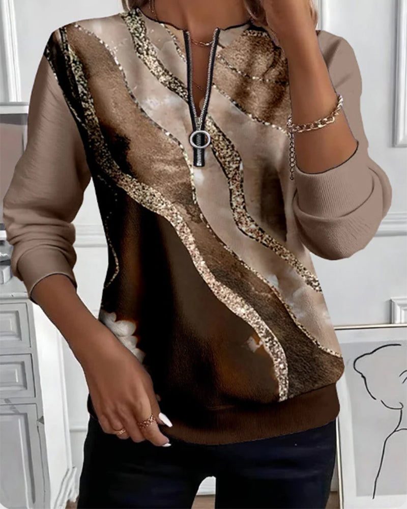 Gemma | Women's Sequin Half-Zip Crew Neck Sweatshirt