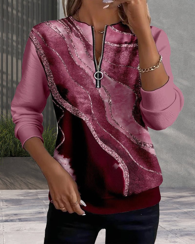 Gemma | Women's Sequin Half-Zip Crew Neck Sweatshirt