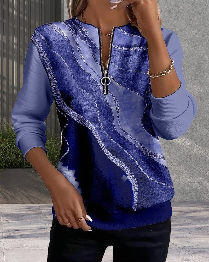 Gemma | Women's Sequin Half-Zip Crew Neck Sweatshirt