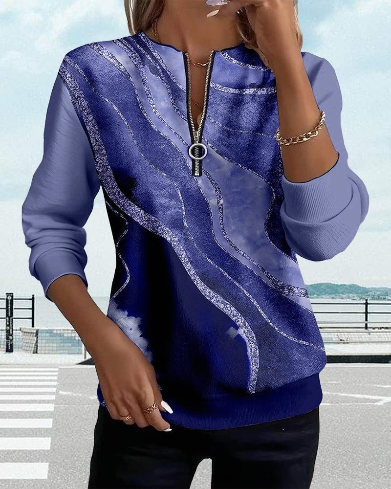 Gemma | Women's Sequin Half-Zip Crew Neck Sweatshirt