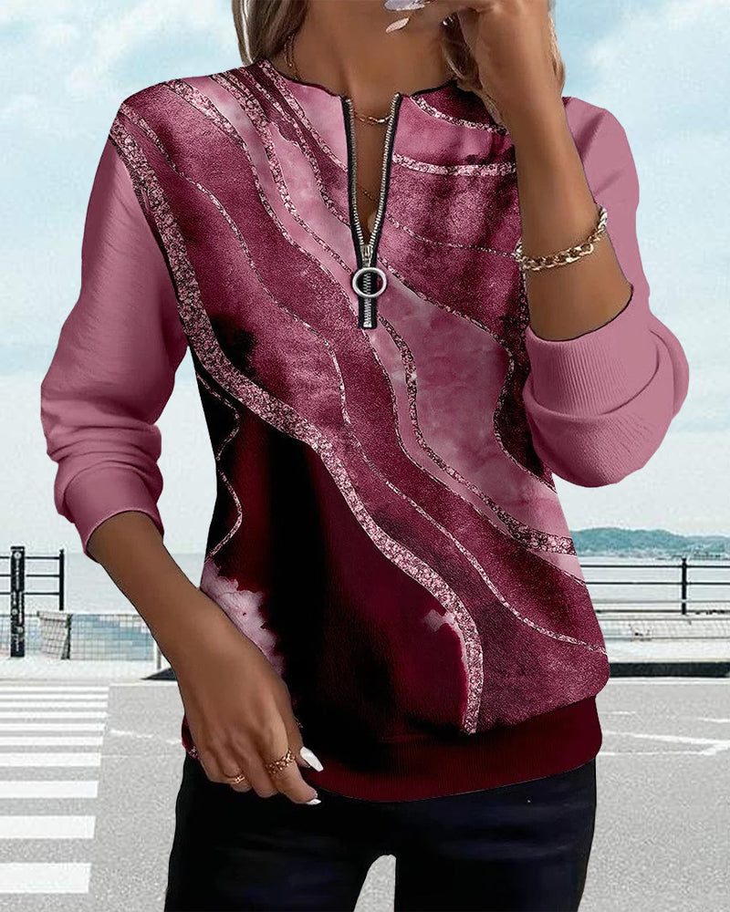 Gemma | Women's Sequin Half-Zip Crew Neck Sweatshirt