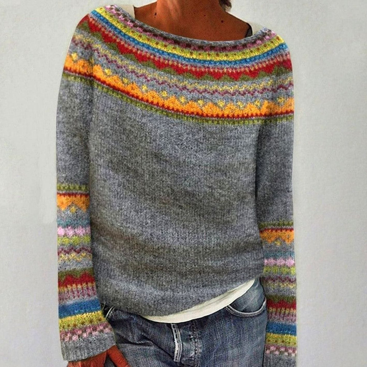 Women's Merino Wool Fair Isle Relaxed Knit Jumper