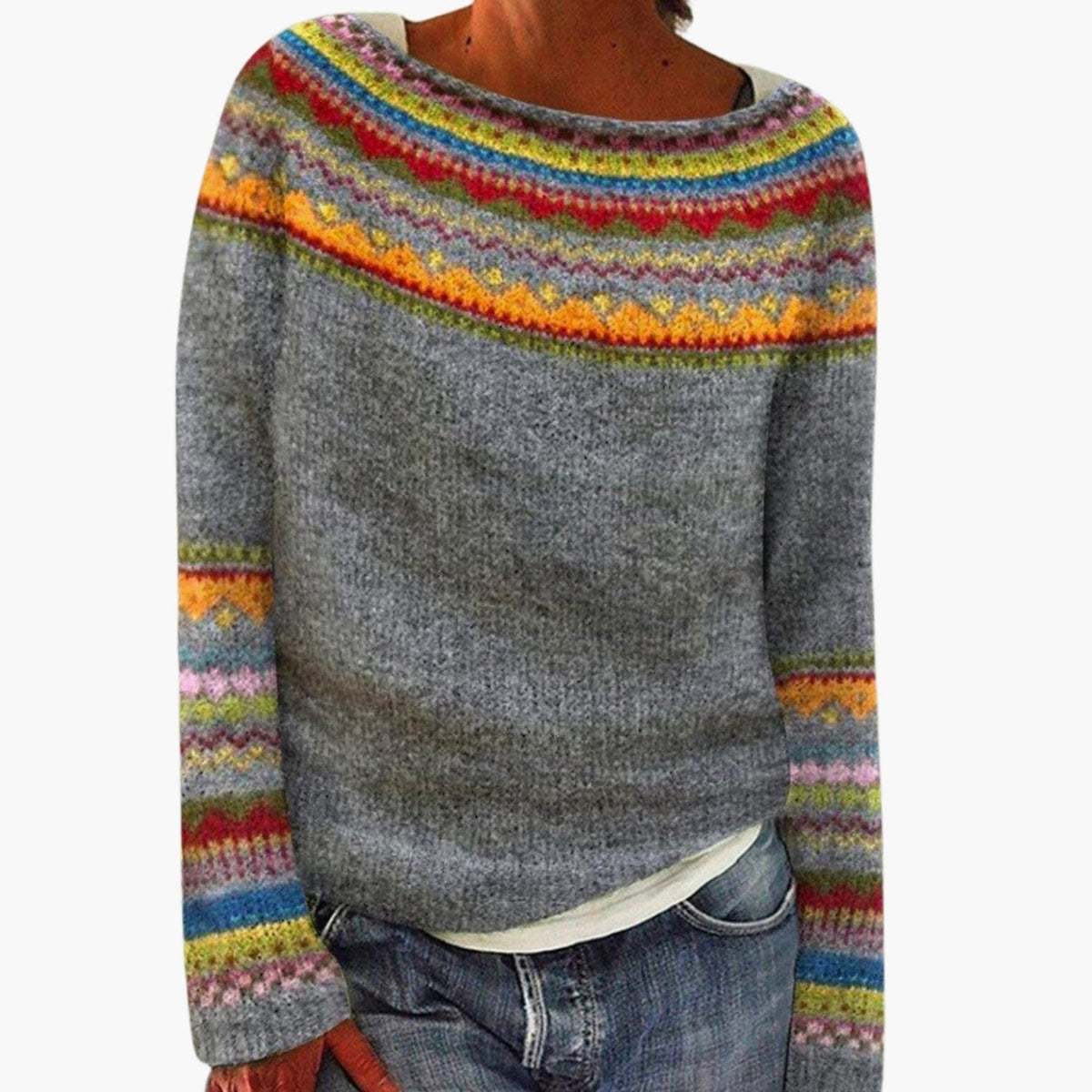 Women's Merino Wool Fair Isle Relaxed Knit Jumper