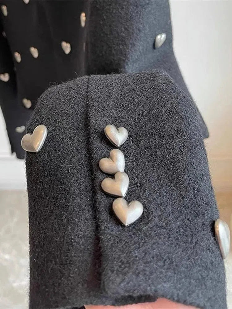 Coralie | Heart Embellished Cropped Blazer with Collar