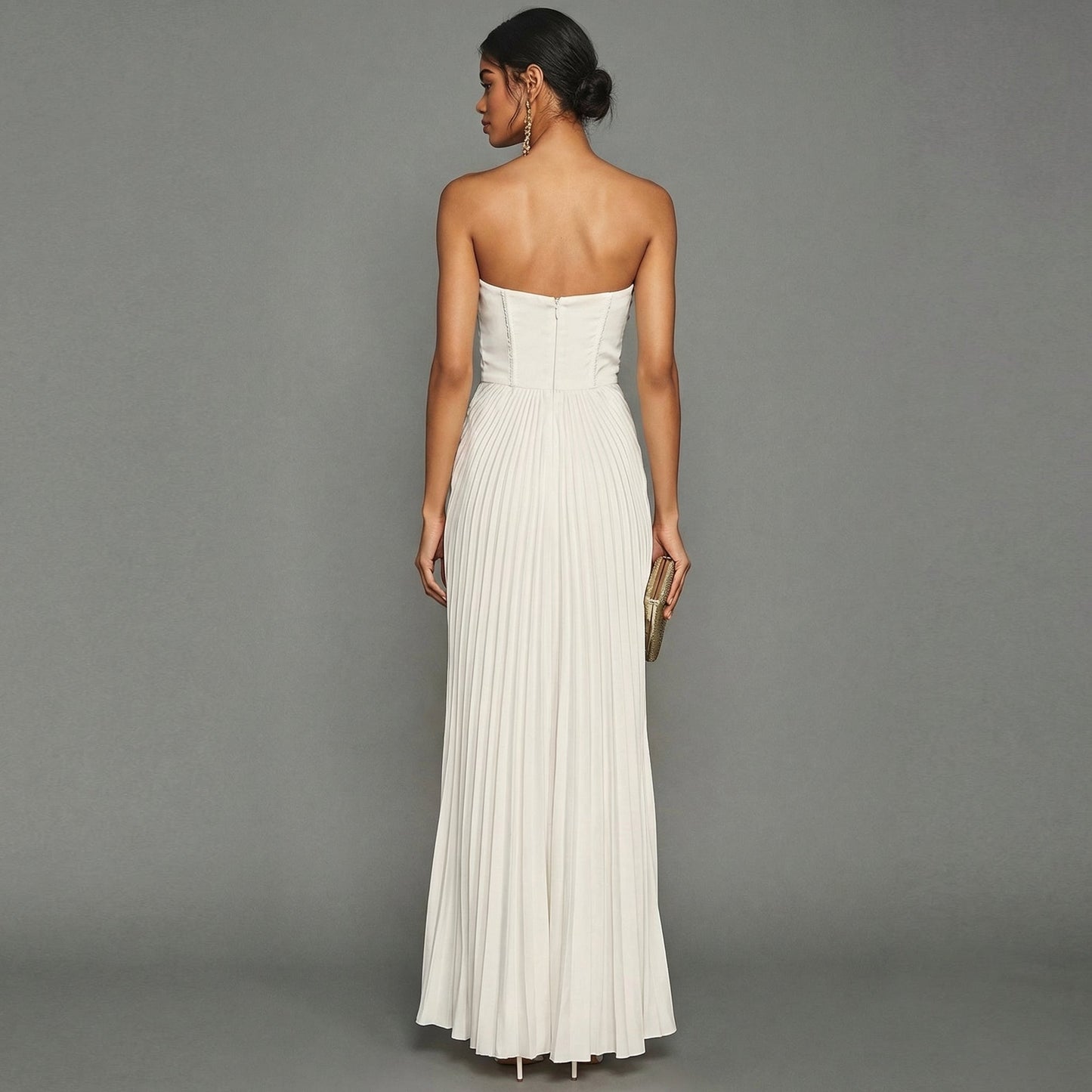 Évelyne | Strapless Pleated Maxi Dress
