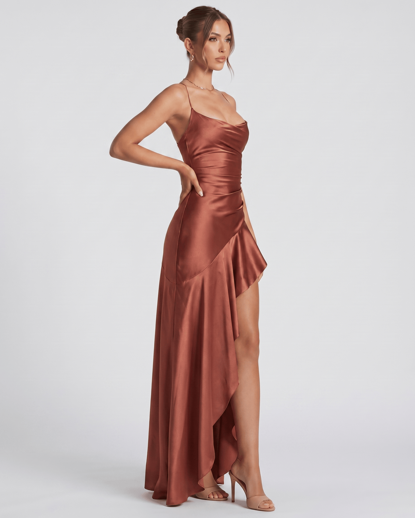 Isabella | Elegant Satin Maxi Dress with High Split