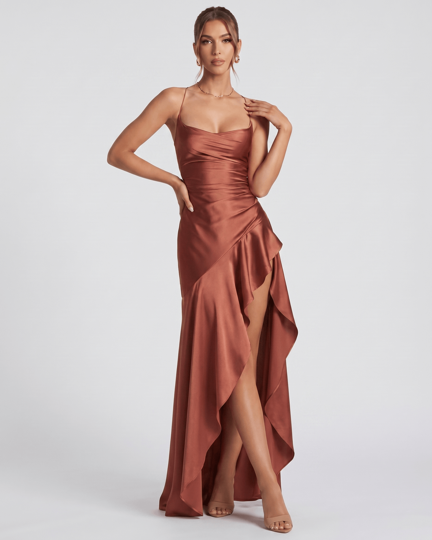 Isabella | Elegant Satin Maxi Dress with High Split