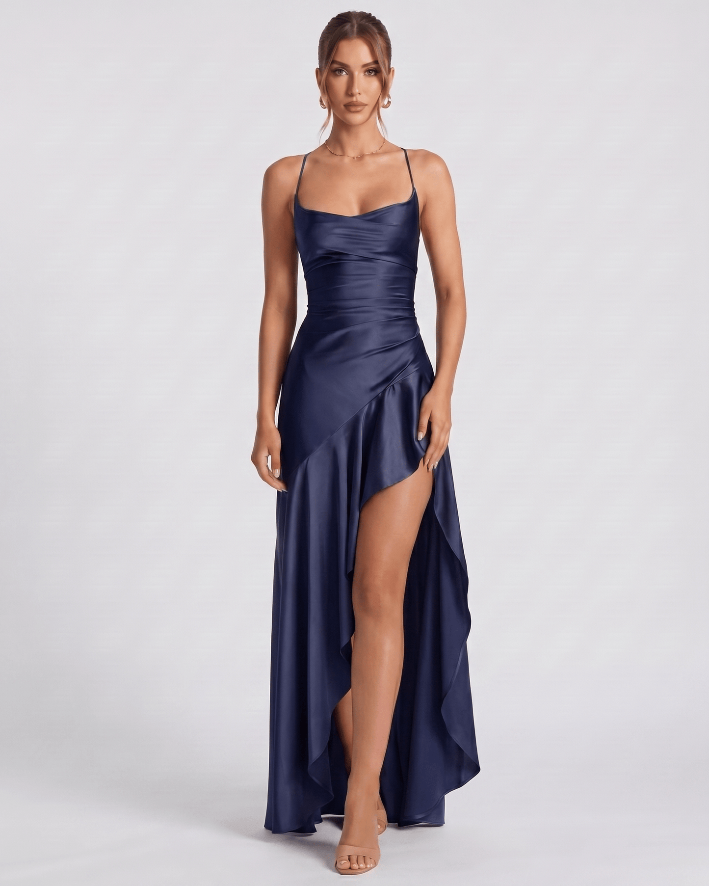 Isabella | Elegant Satin Maxi Dress with High Split