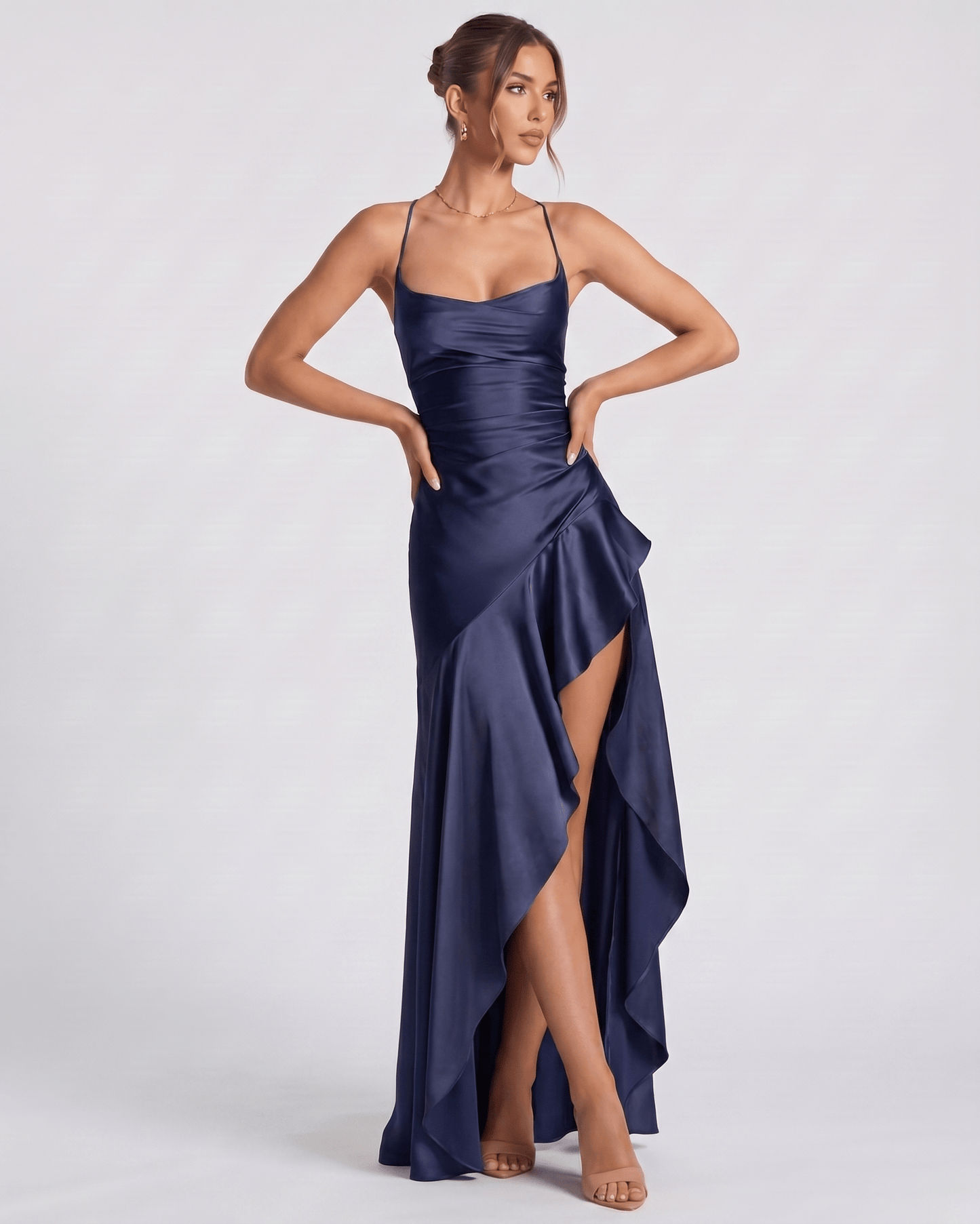 Isabella | Elegant Satin Maxi Dress with High Split