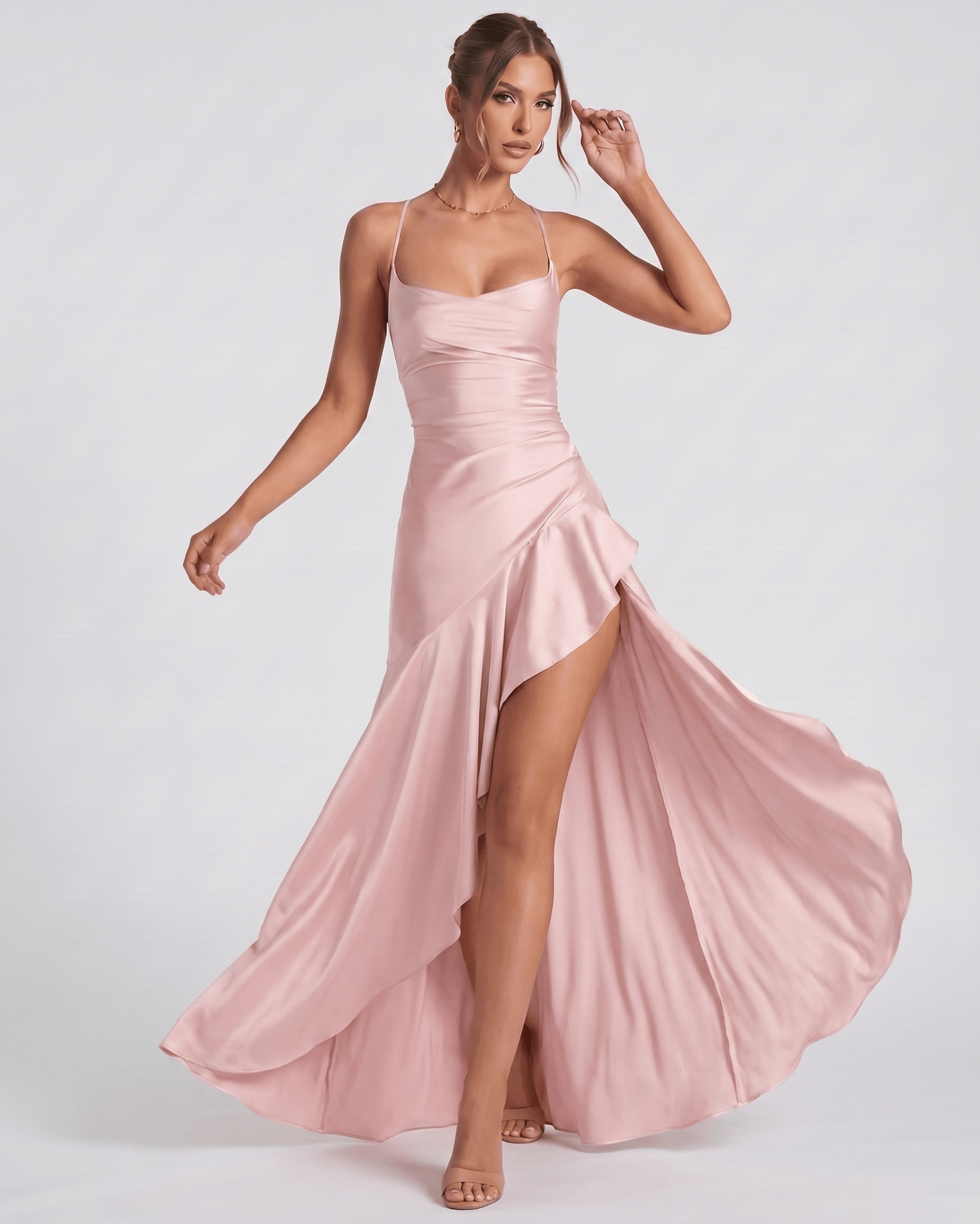 Isabella | Elegant Satin Maxi Dress with High Split