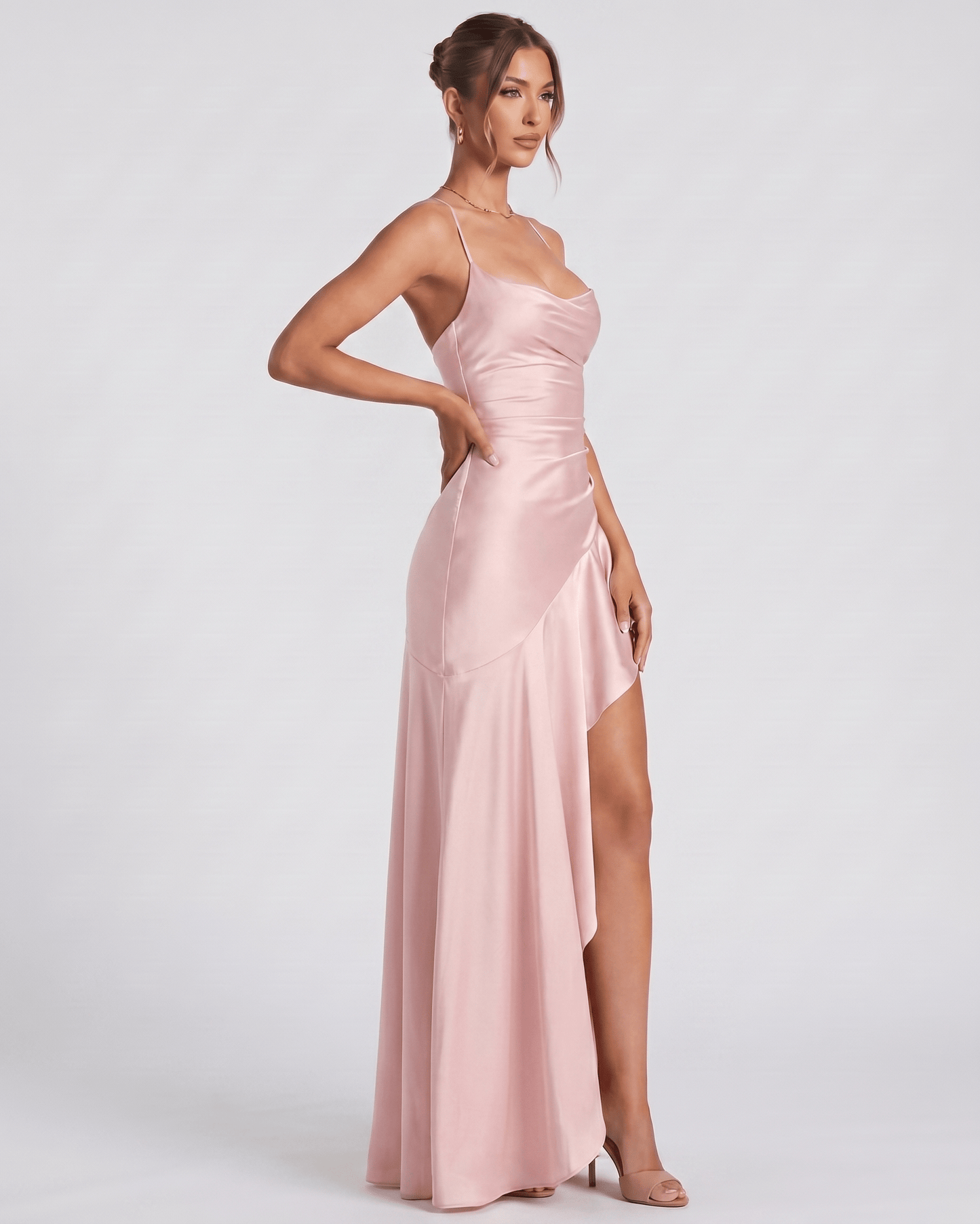 Isabella | Elegant Satin Maxi Dress with High Split