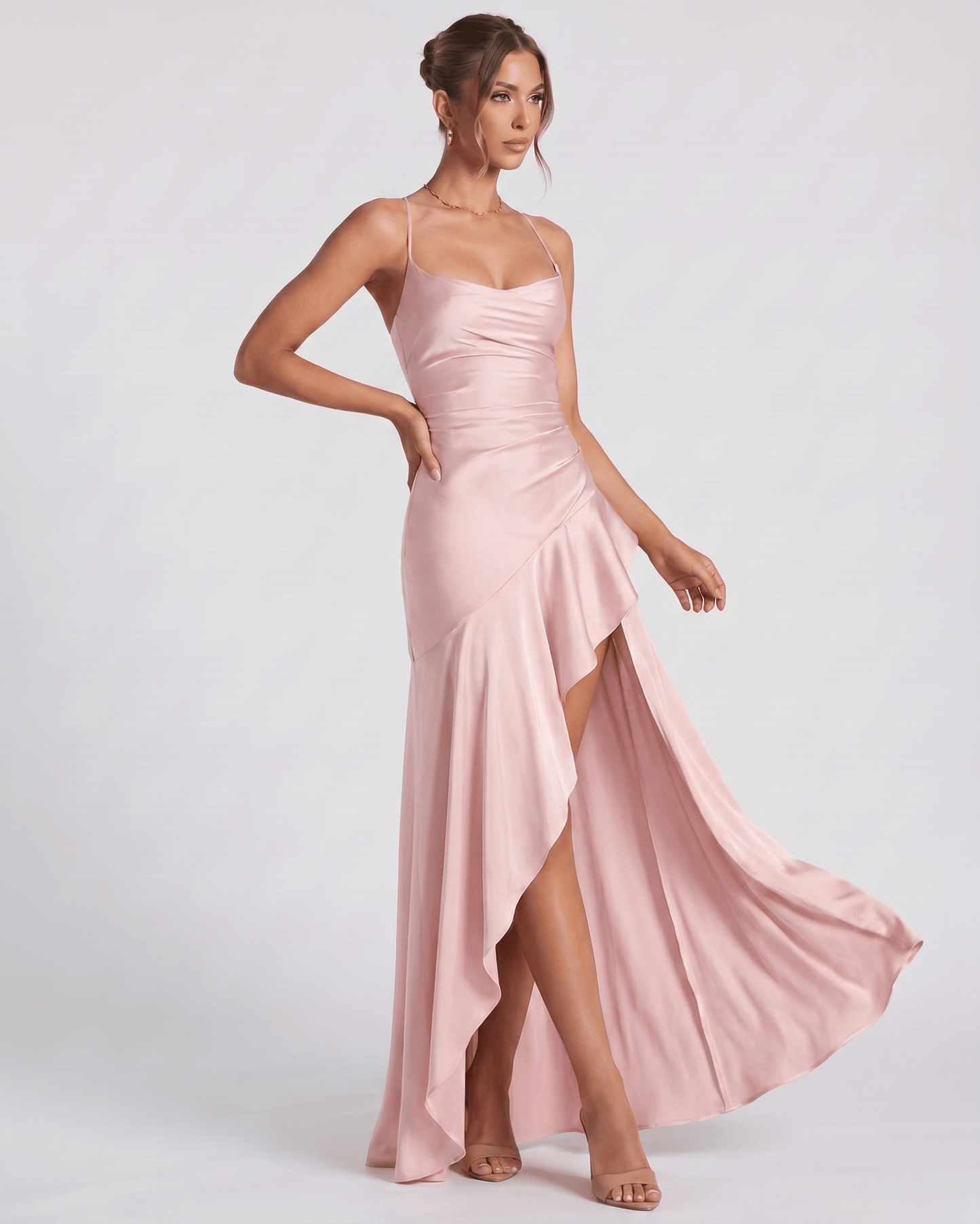 Isabella | Elegant Satin Maxi Dress with High Split