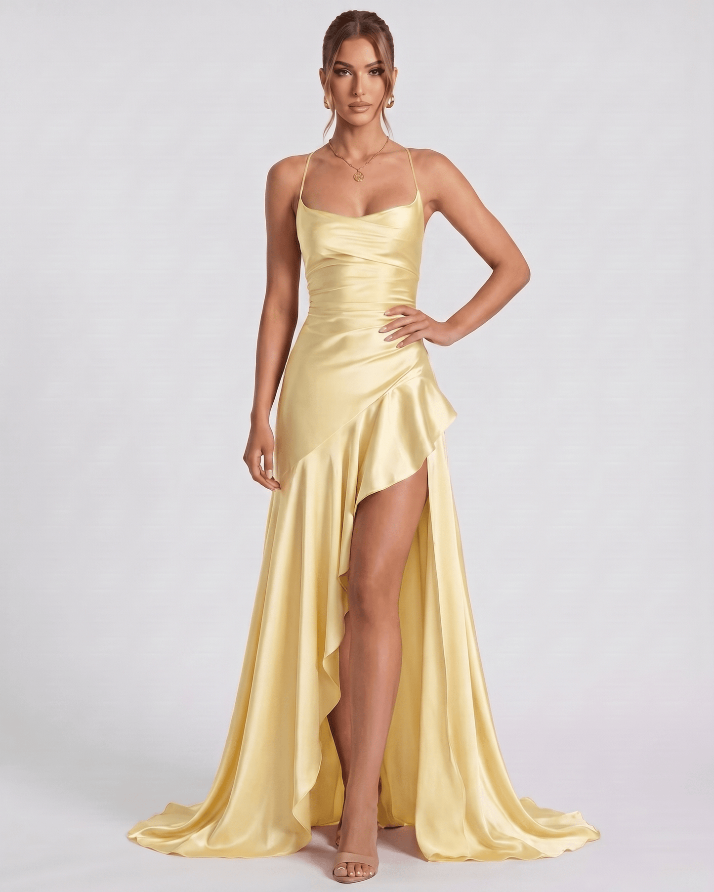 Isabella | Elegant Satin Maxi Dress with High Split