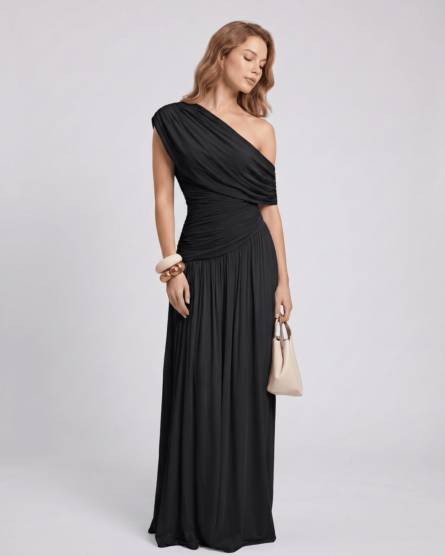 Amelia | Elegant One Shoulder Maxi Dress
