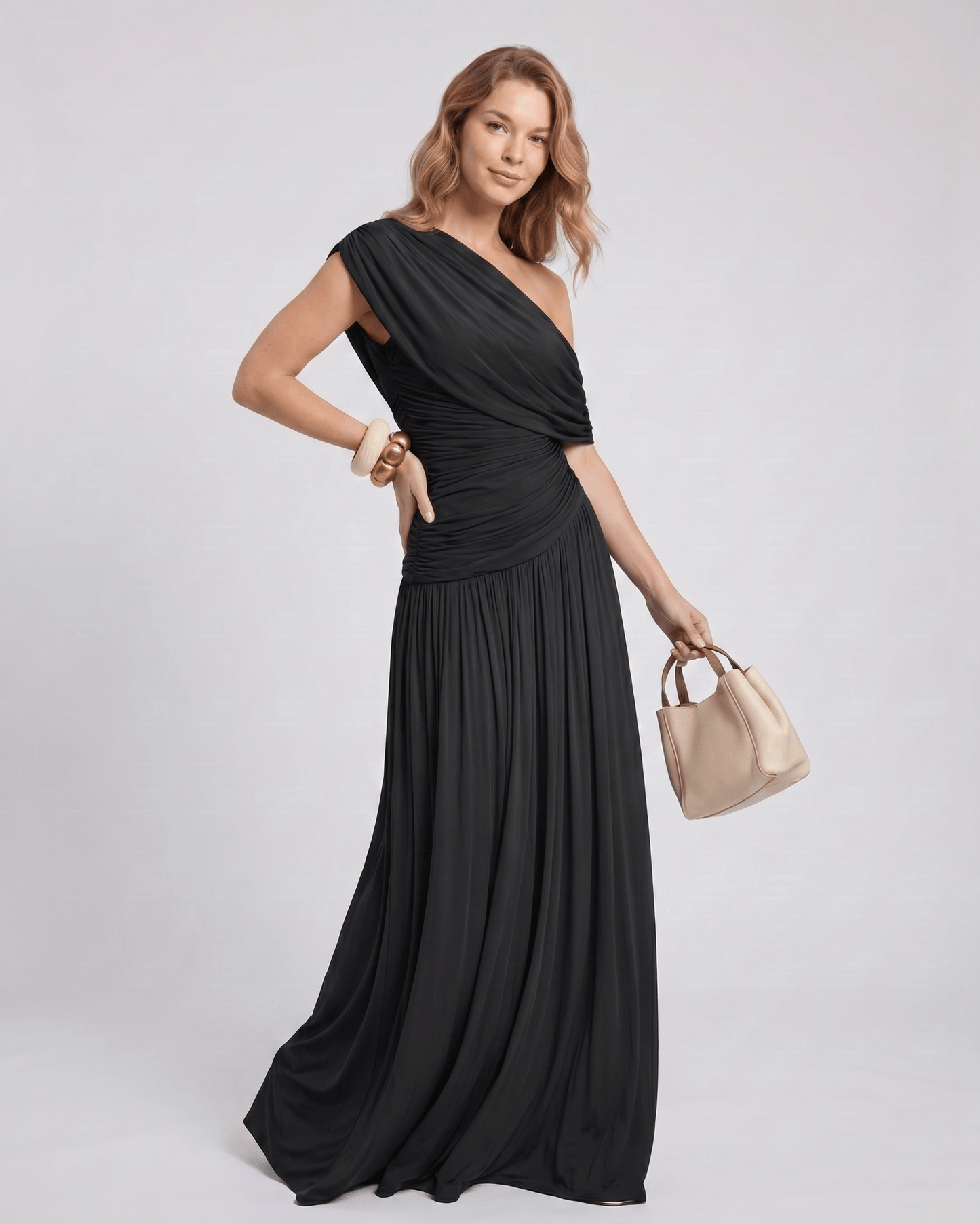 Amelia | Elegant One Shoulder Maxi Dress