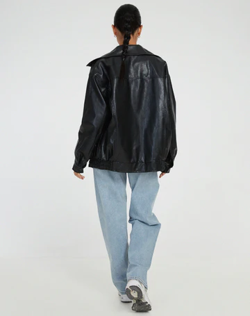 Winona | Oversized Leather Jacket with Collar