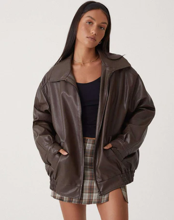 Winona | Oversized Leather Jacket with Collar