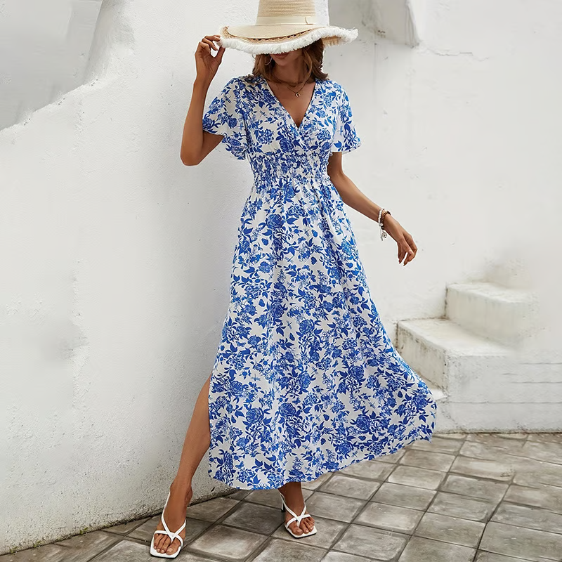 Lysandra | Women's Printed V-Neck Maxi Dress