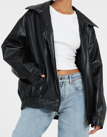 Winona | Oversized Leather Jacket with Collar